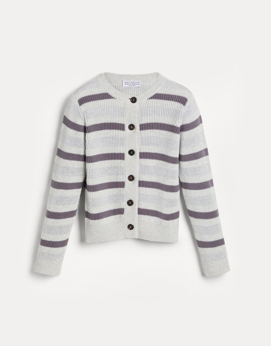 Cotton sparkling stripes cardigan Grey Girls - Brunello Cucinelli