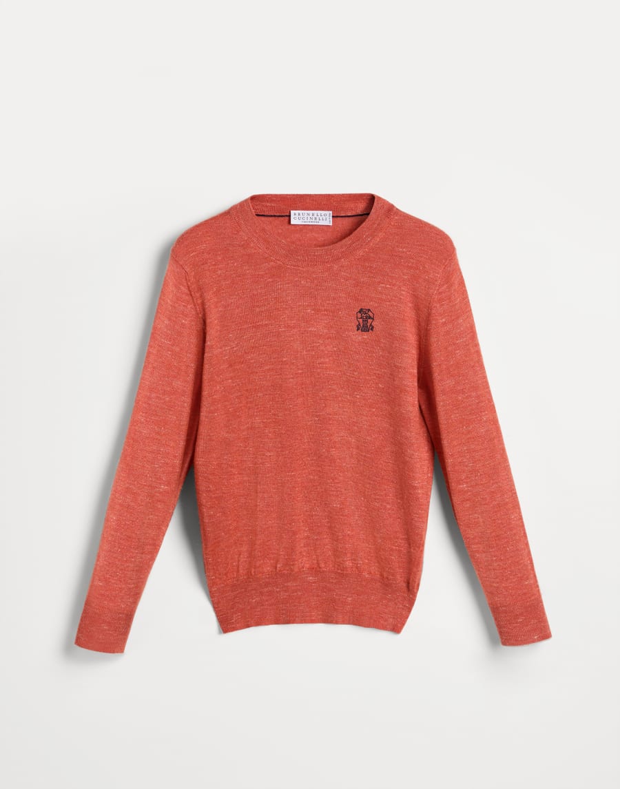 Lightweight sweater with logo Orange Boys - Brunello Cucinelli