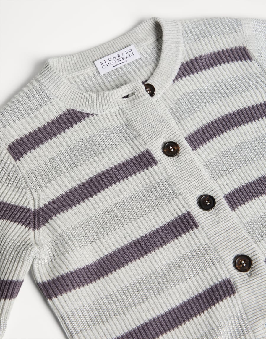 Cotton sparkling stripes cardigan Grey Girls - Brunello Cucinelli