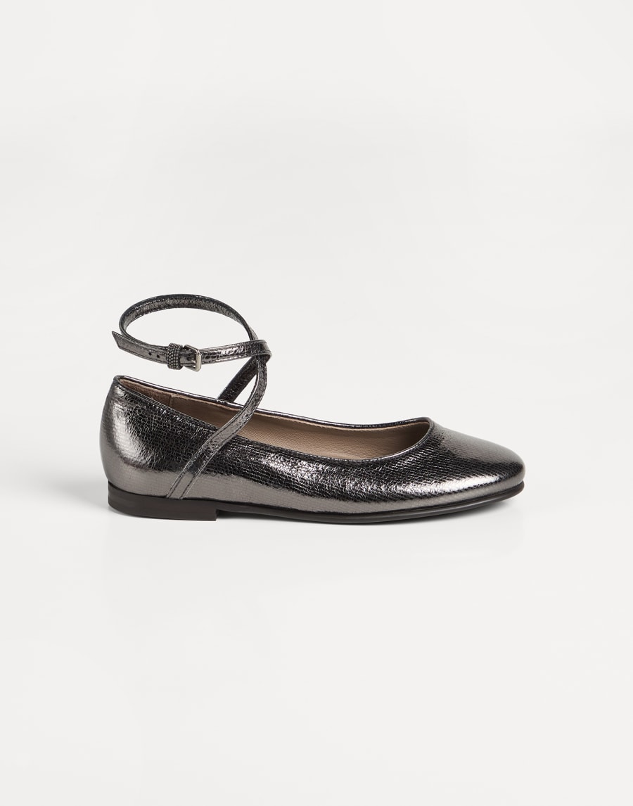 Lamé calfskin flats Silver Girls - Brunello Cucinelli