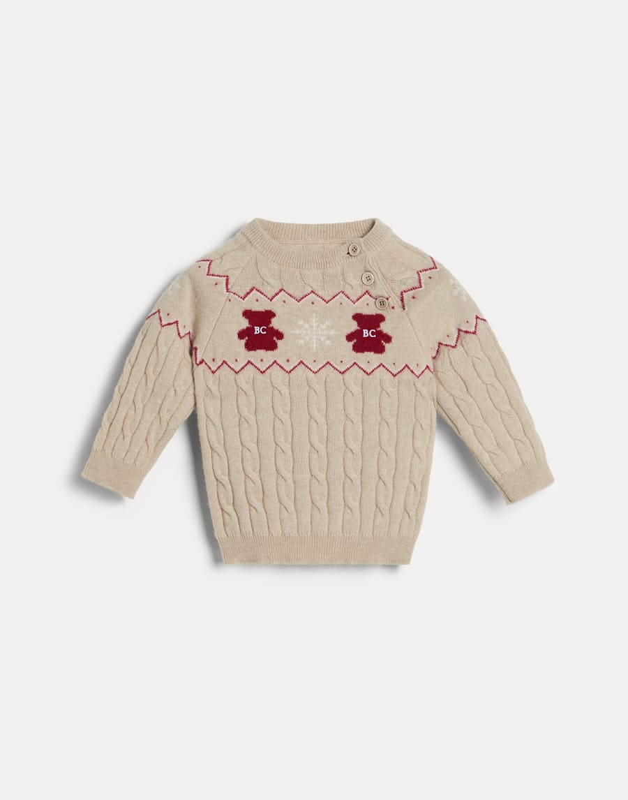 Baby Bernie jacquard sweater Beige Baby - Brunello Cucinelli