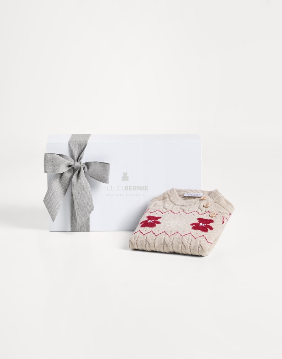 Baby Bernie jacquard sweater Beige Baby - Brunello Cucinelli