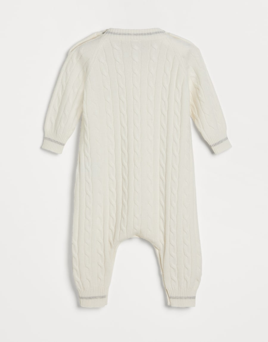 Baby Bernie cable knit coverall White Baby - Brunello Cucinelli