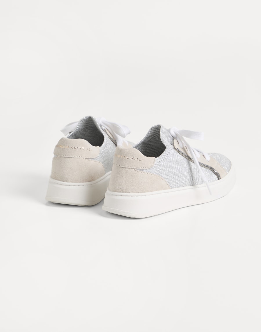 スエード&ニット スニーカー ライトグレー ガールズ - Brunello Cucinelli