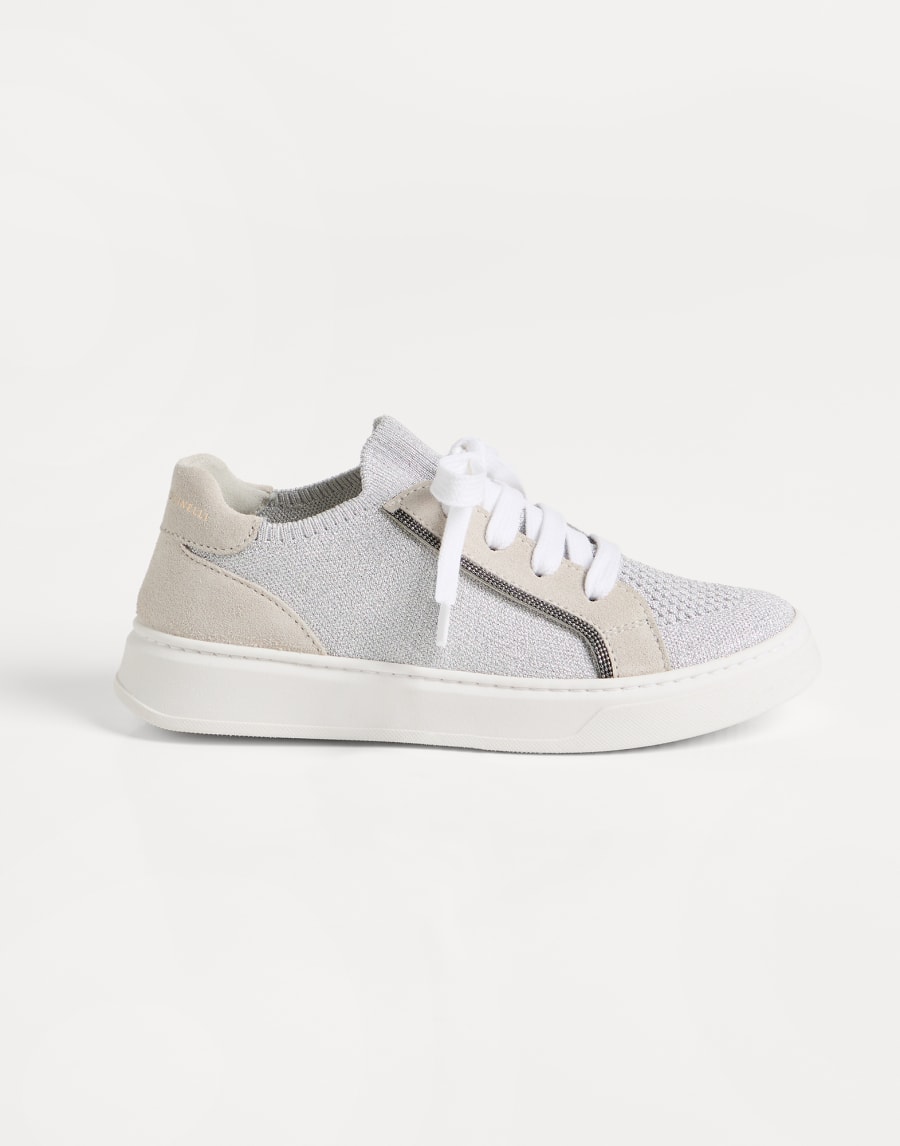 Suede and knit sneakers Light Grey Girls - Brunello Cucinelli