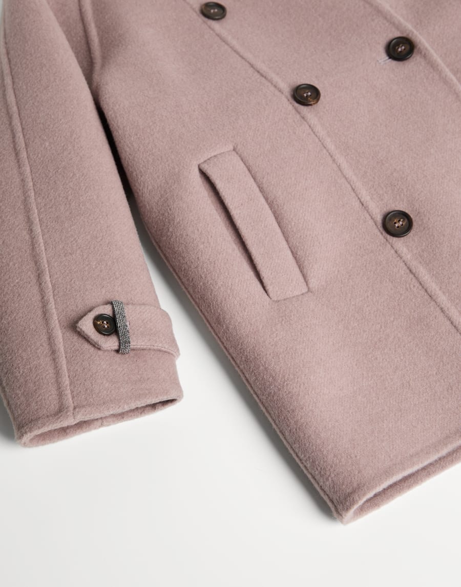 Double fabric coat with monili Pink Girls - Brunello Cucinelli