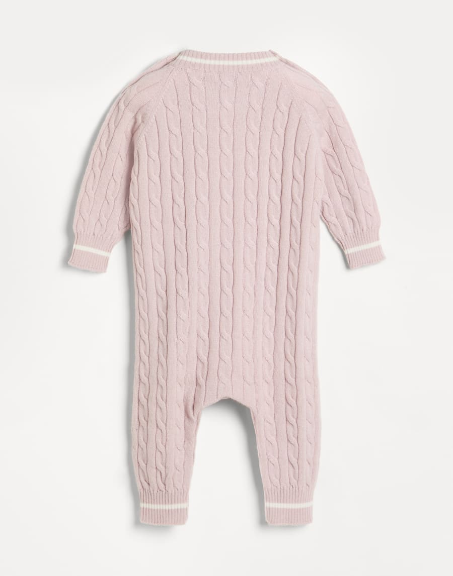Baby Bernie cable knit coverall Pink Baby - Brunello Cucinelli