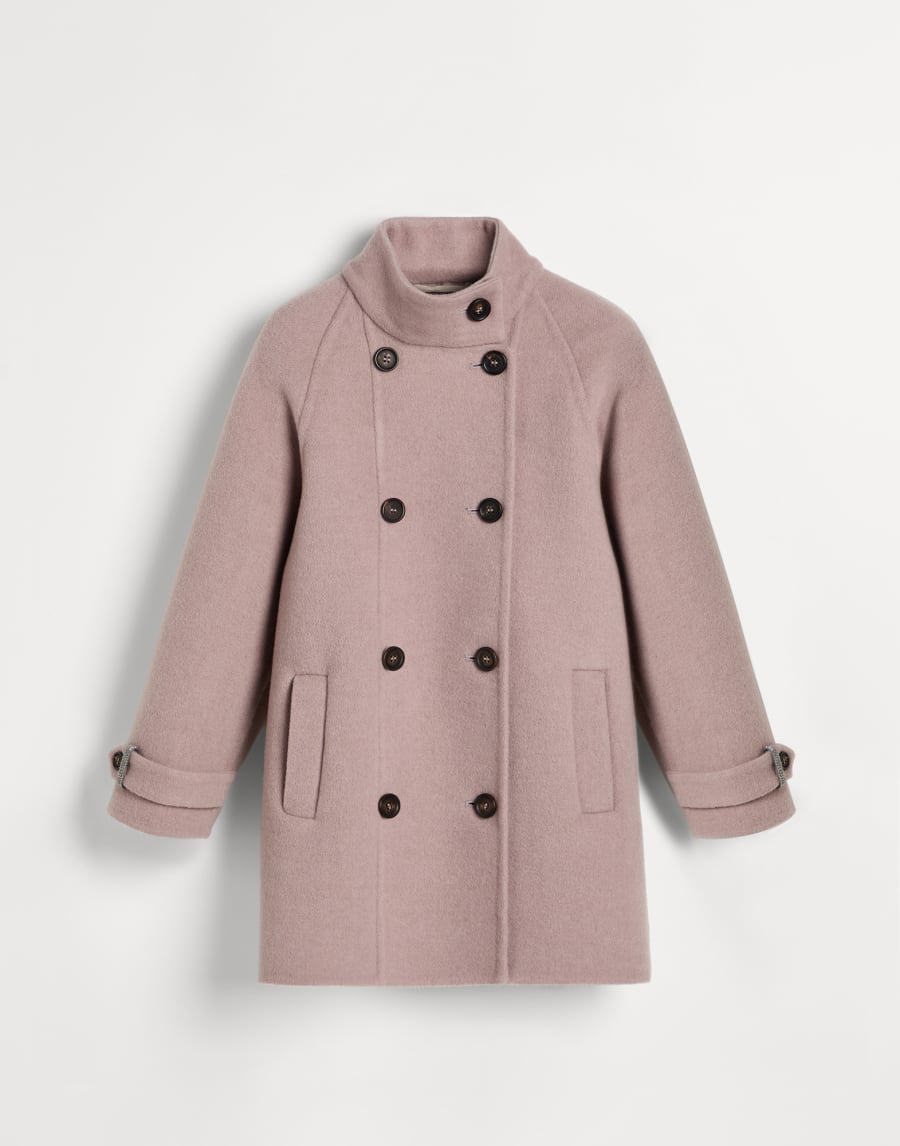 Double fabric coat with monili Pink Girls - Brunello Cucinelli