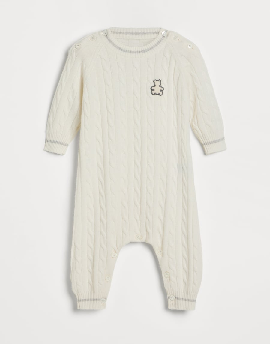 Baby Bernie cable knit coverall White Baby - Brunello Cucinelli