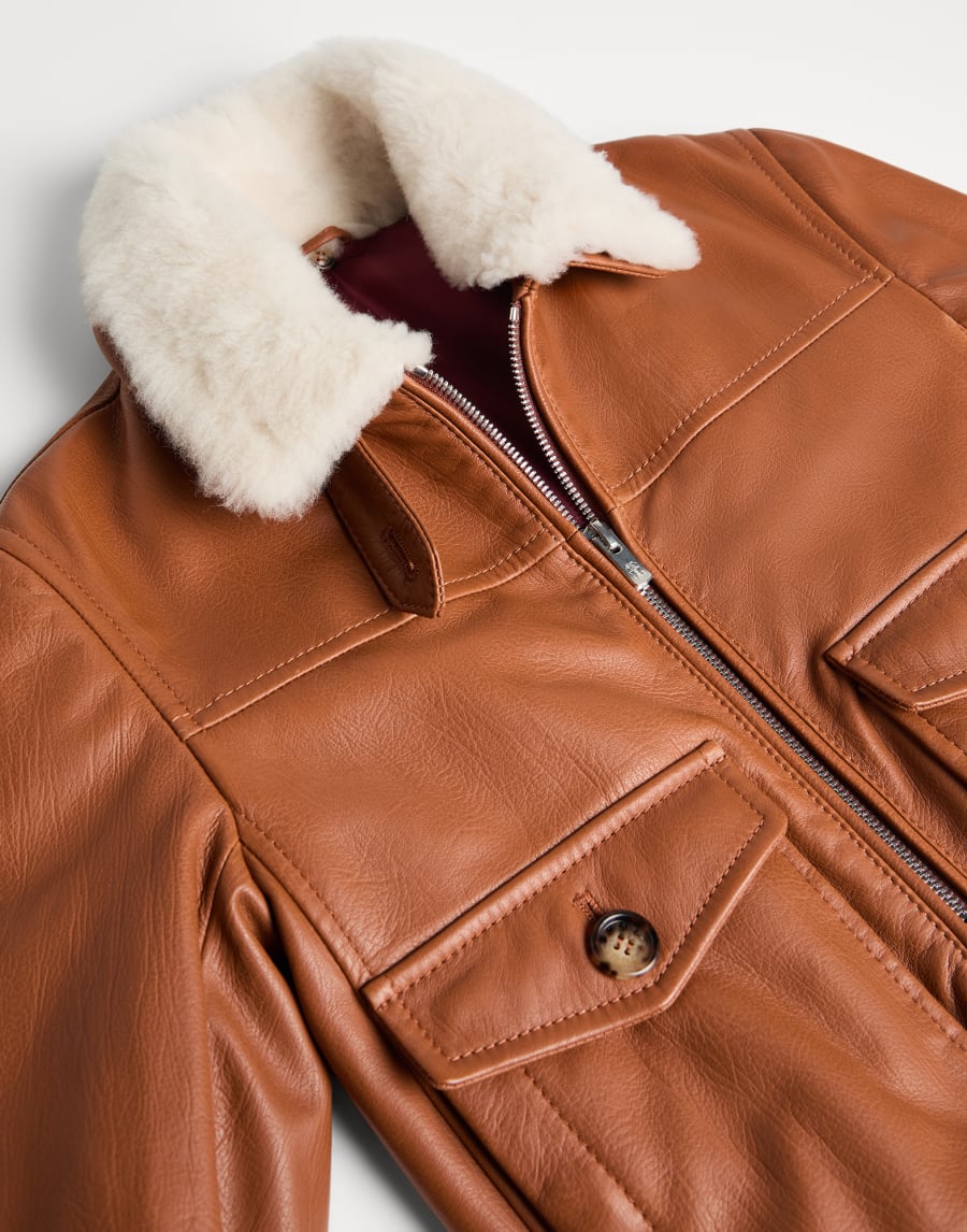 Bomber jacket with padding Brown Boys - Brunello Cucinelli