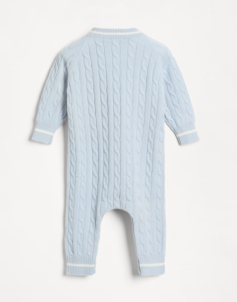 Baby Bernie cable knit coverall Sky Blue Baby - Brunello Cucinelli