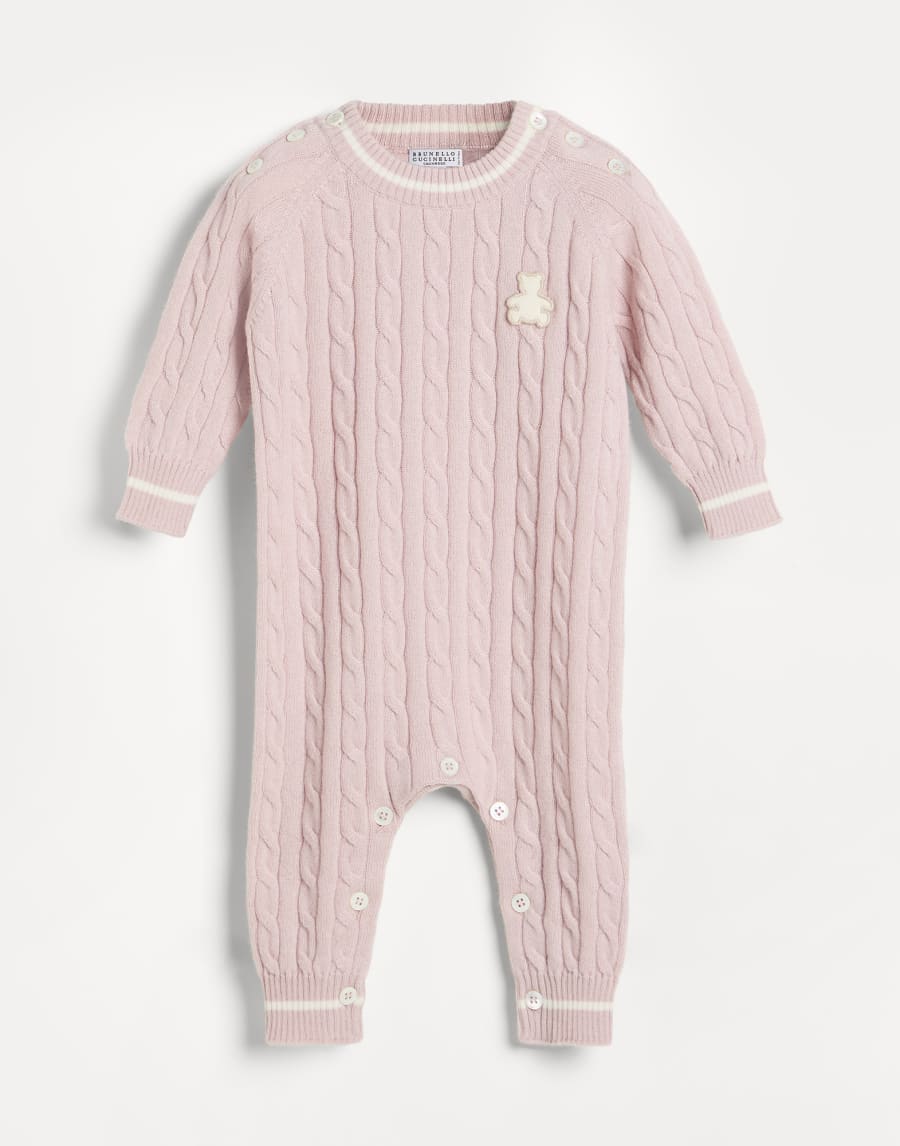 Baby Bernie cable knit coverall Pink Baby - Brunello Cucinelli