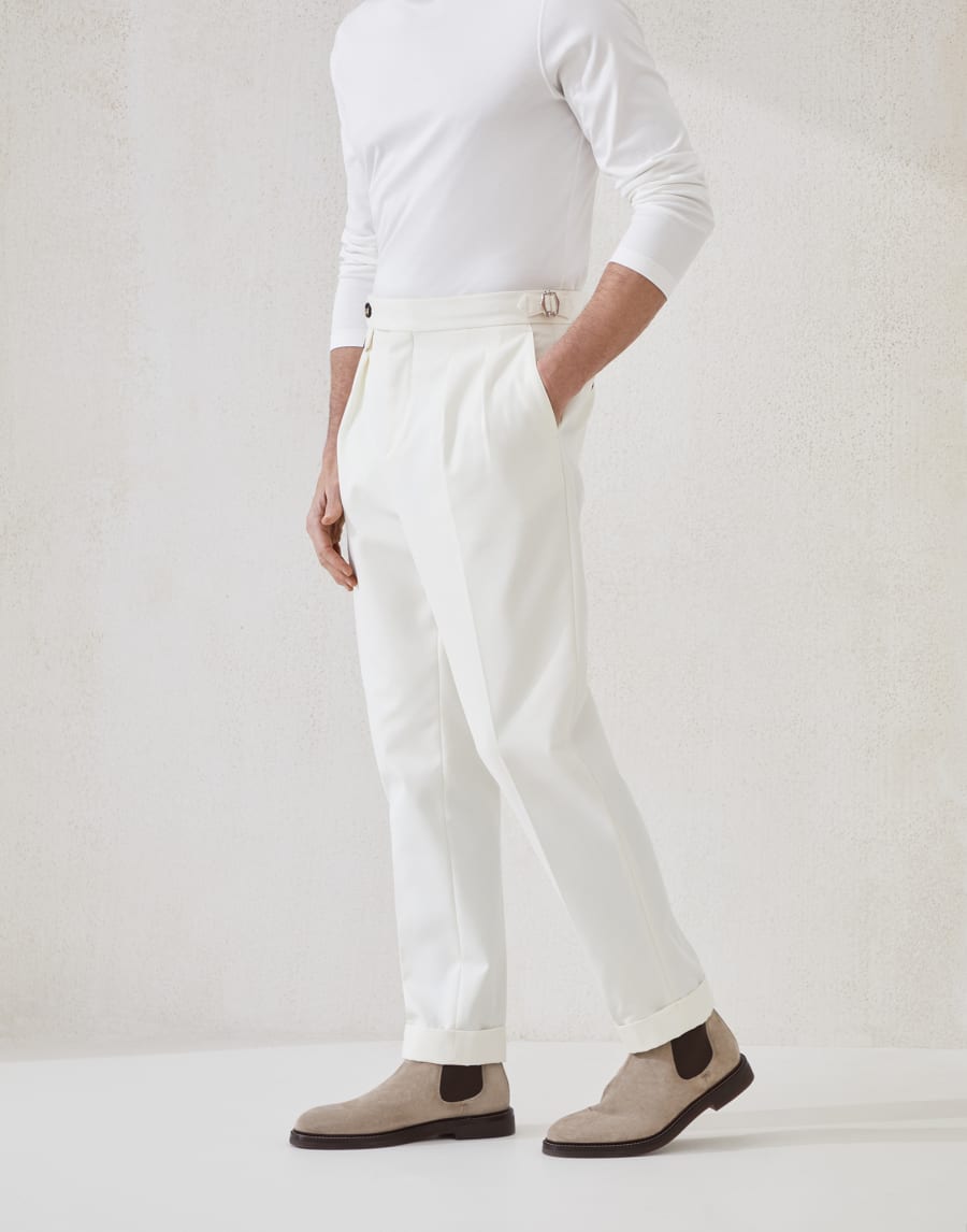 Pantalone tailor fit in gabardina Panama Uomo - Brunello Cucinelli