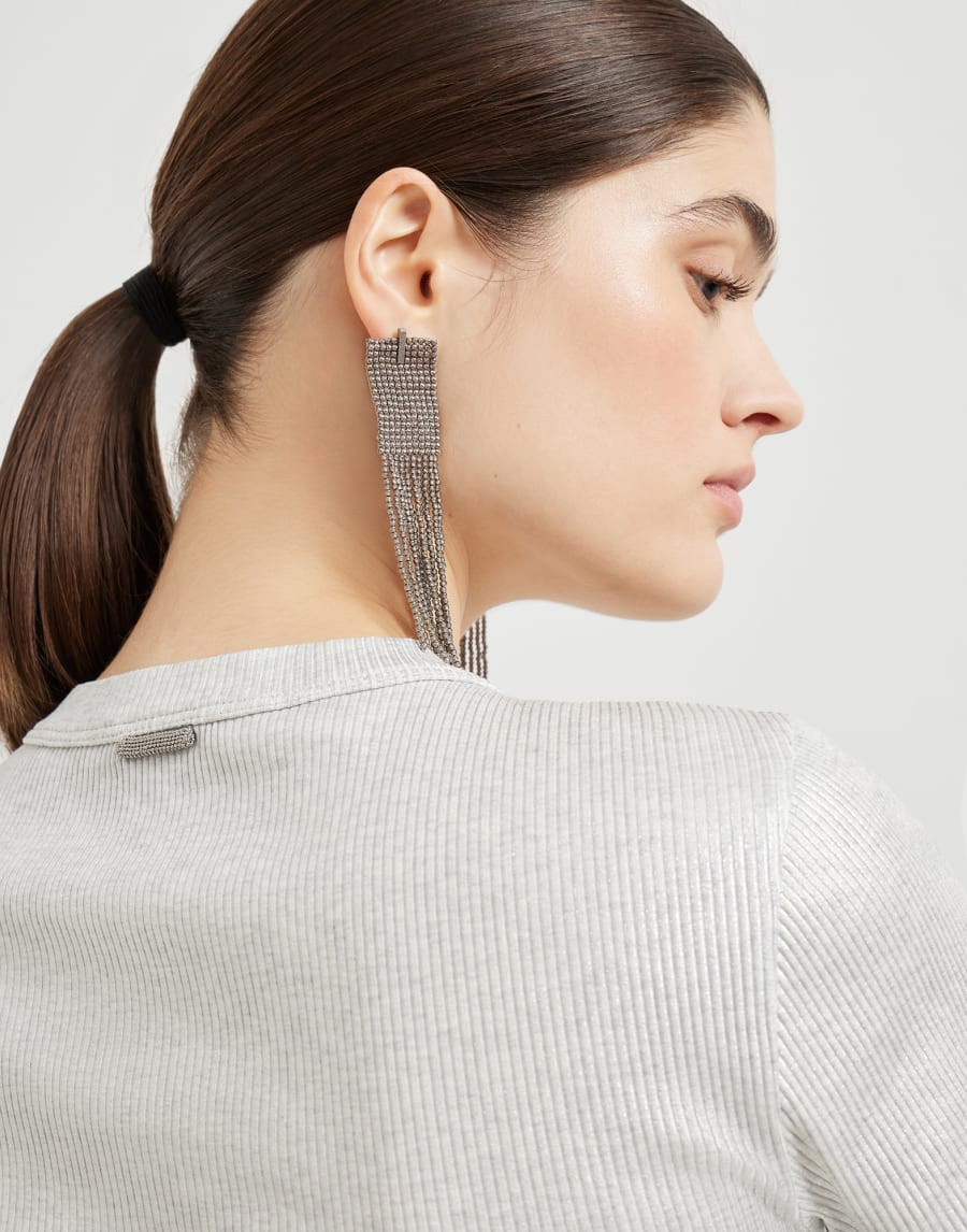 Футболка из джерси Sparkling Серебристый Женщина - Brunello Cucinelli