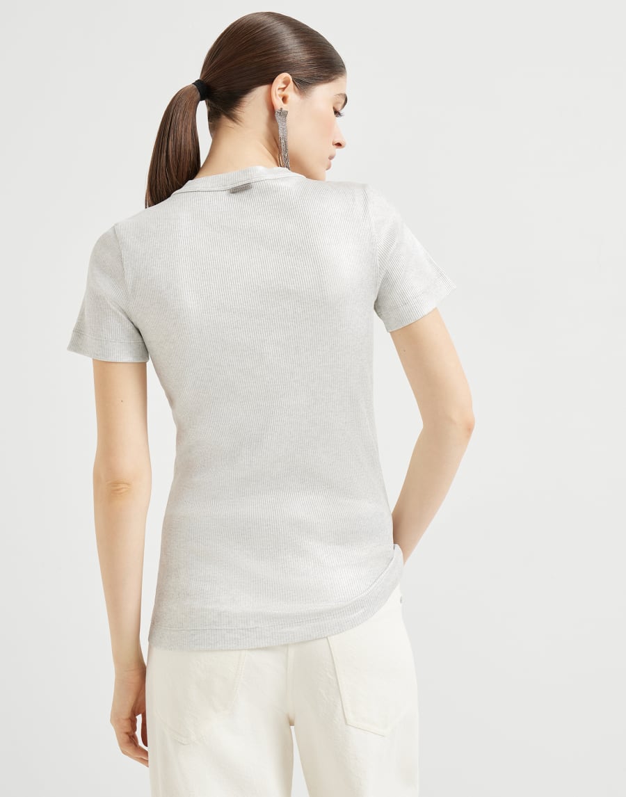 Sparkling jersey T-shirt Silver Woman - Brunello Cucinelli