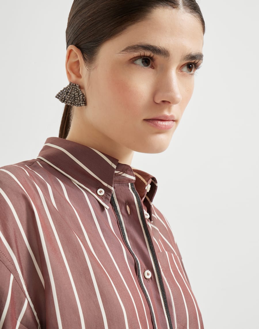Striped poplin shirt Amaranth Woman - Brunello Cucinelli