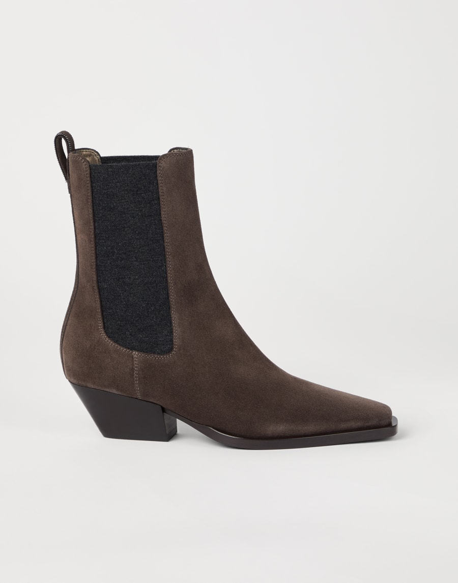 Chelsea boots with monili Pine Cone Brown Woman - Brunello Cucinelli