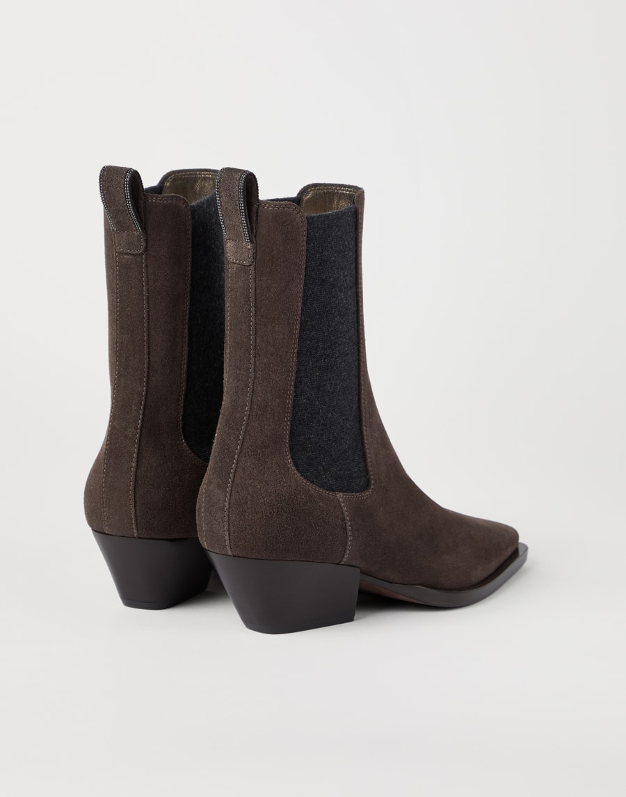Chelsea boots with monili Pine Cone Brown Woman - Brunello Cucinelli