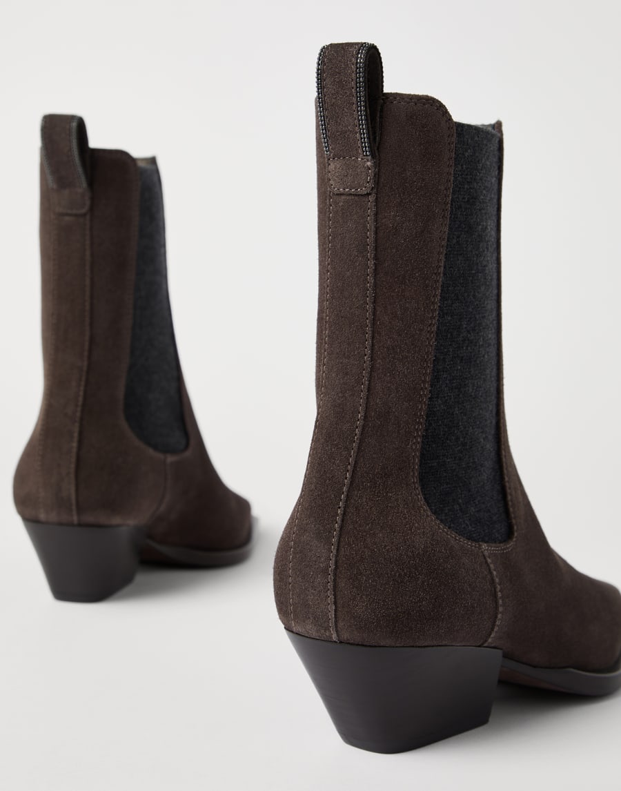 Chelsea boots with monili Pine Cone Brown Woman - Brunello Cucinelli