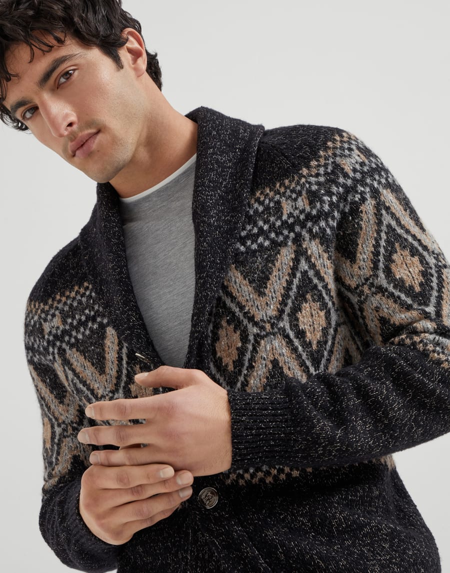 Cardigan with metal buttons Black Man - Brunello Cucinelli