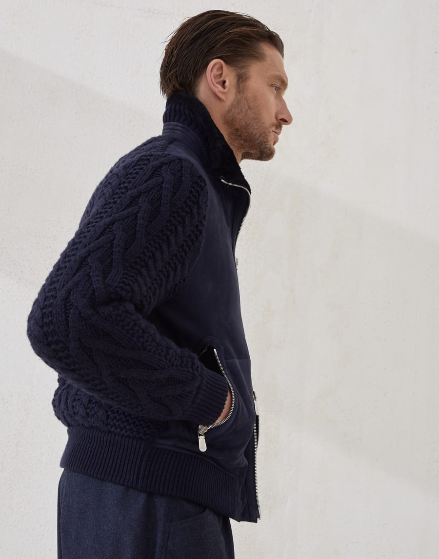 Shearling bomber jacket Blue Man - Brunello Cucinelli