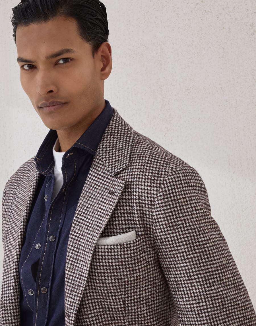 金属纽扣装饰夹克 棕色 男款 - Brunello Cucinelli