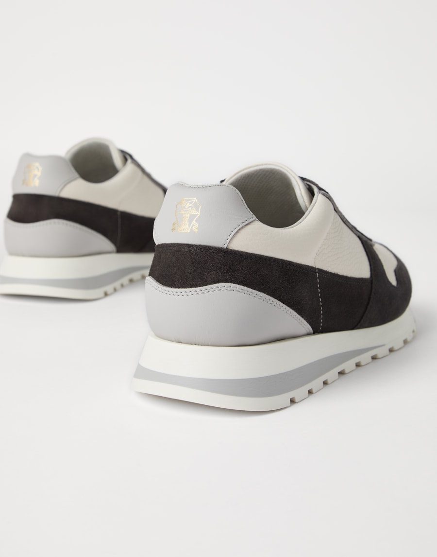 Calfskin and suede runners Chalk Man - Brunello Cucinelli