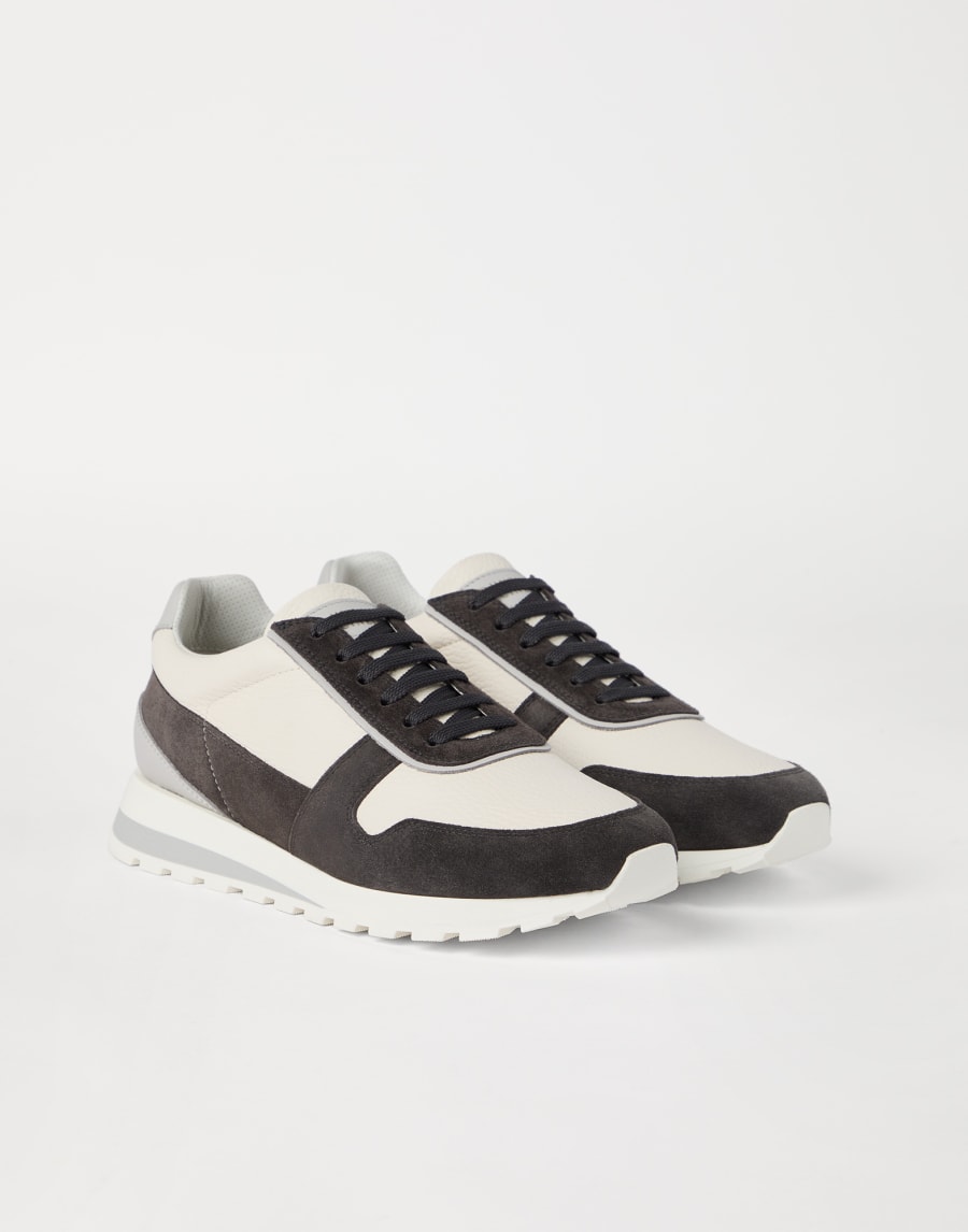 Calfskin and suede runners Chalk Man - Brunello Cucinelli