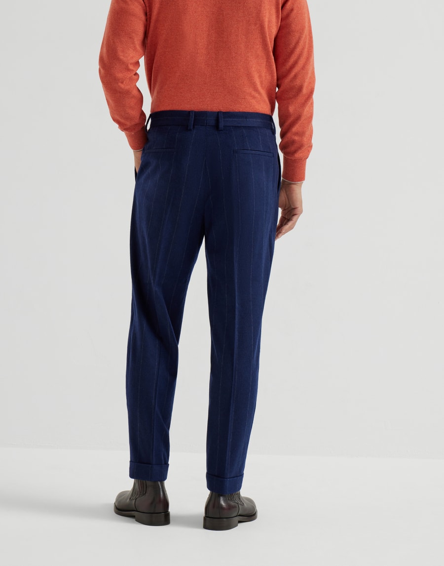 Wide chalk stripe trousers Avio Blue Man - Brunello Cucinelli