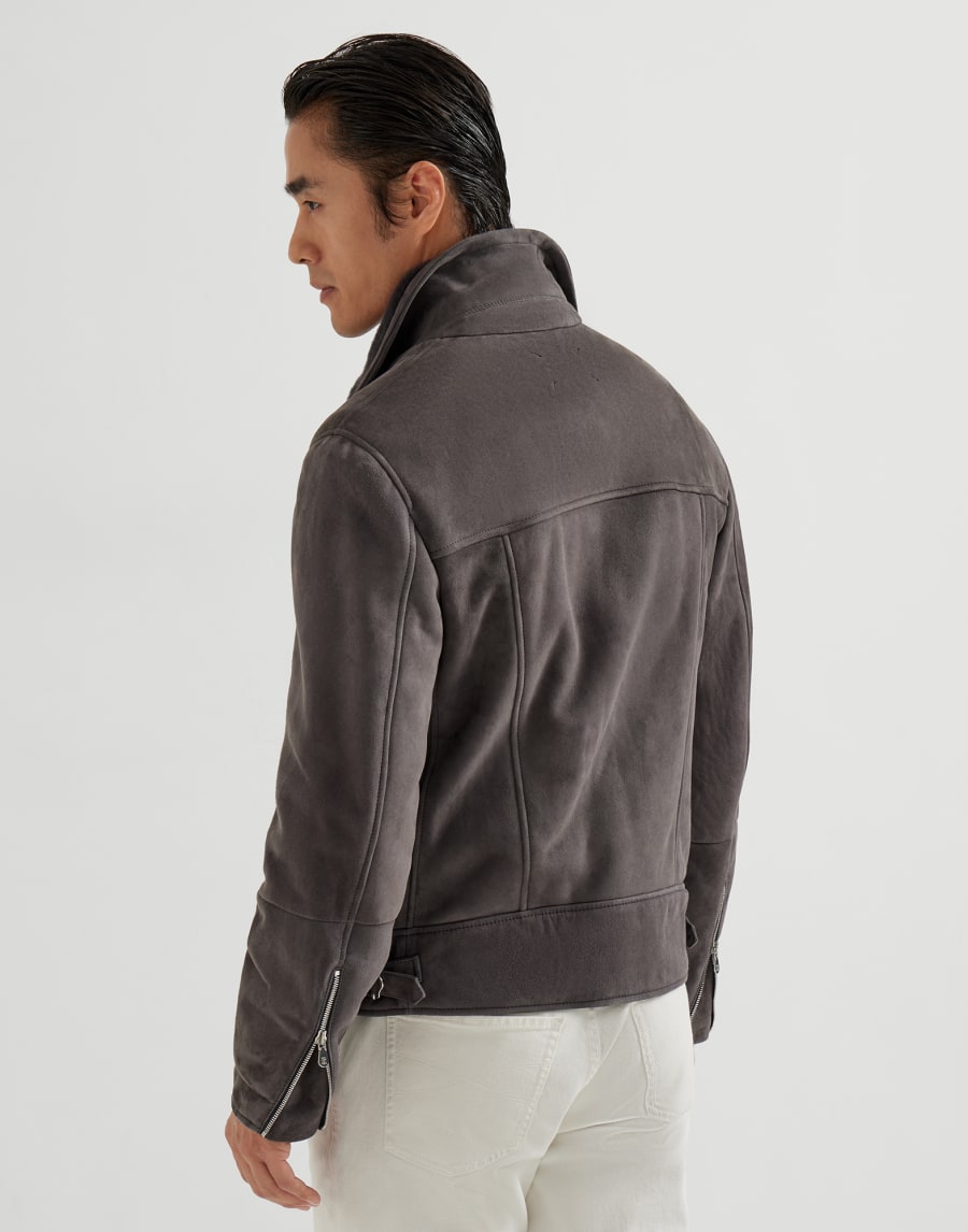 Shearling biker jacket Slate Man - Brunello Cucinelli
