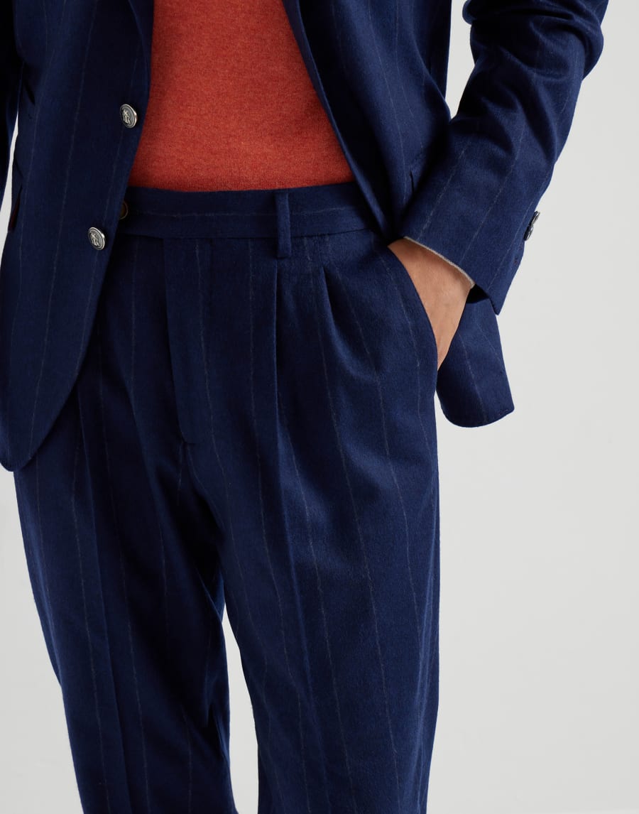 Pantalón rayas diplomáticas anchas Azul Fuerza Aérea Hombre - Brunello Cucinelli