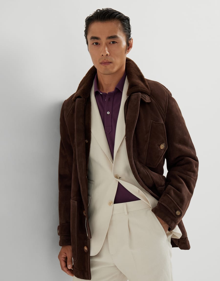 Пальто из овчины Коричневый Мужчина - Brunello Cucinelli