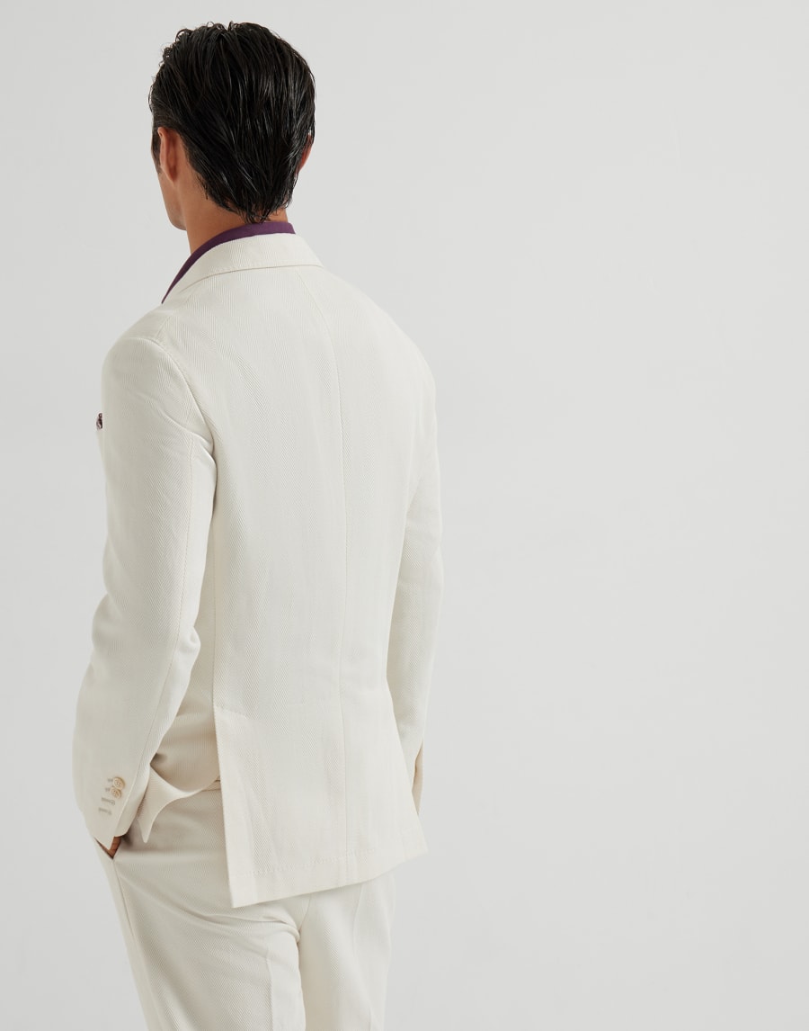 Chevron deconstructed blazer Ecru Man - Brunello Cucinelli