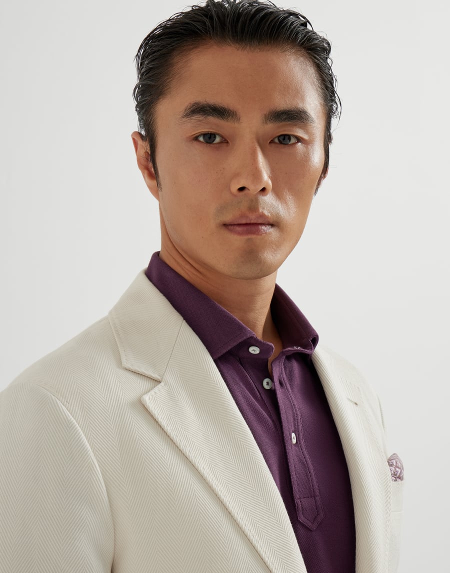 Chevron deconstructed blazer Ecru Man - Brunello Cucinelli