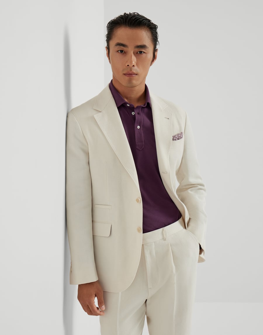 Giacca decostruita chevron Ecrù Uomo - Brunello Cucinelli