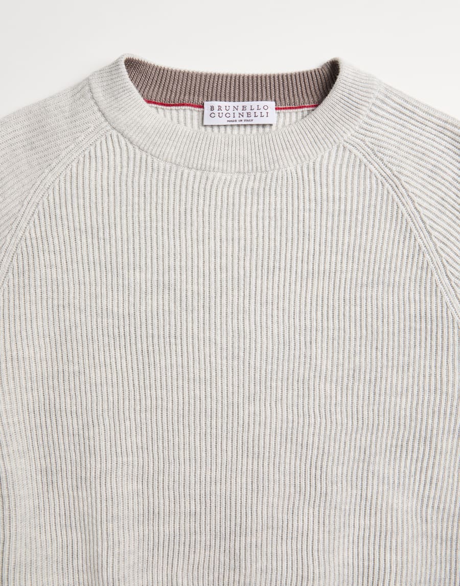Pull point côtes anglaises Gris Clair Garçon - Brunello Cucinelli