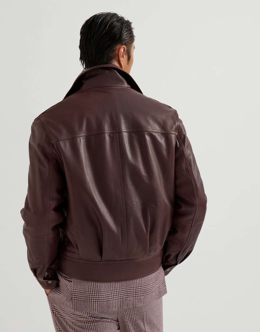 Biker in nappa Burgundy Uomo - Brunello Cucinelli