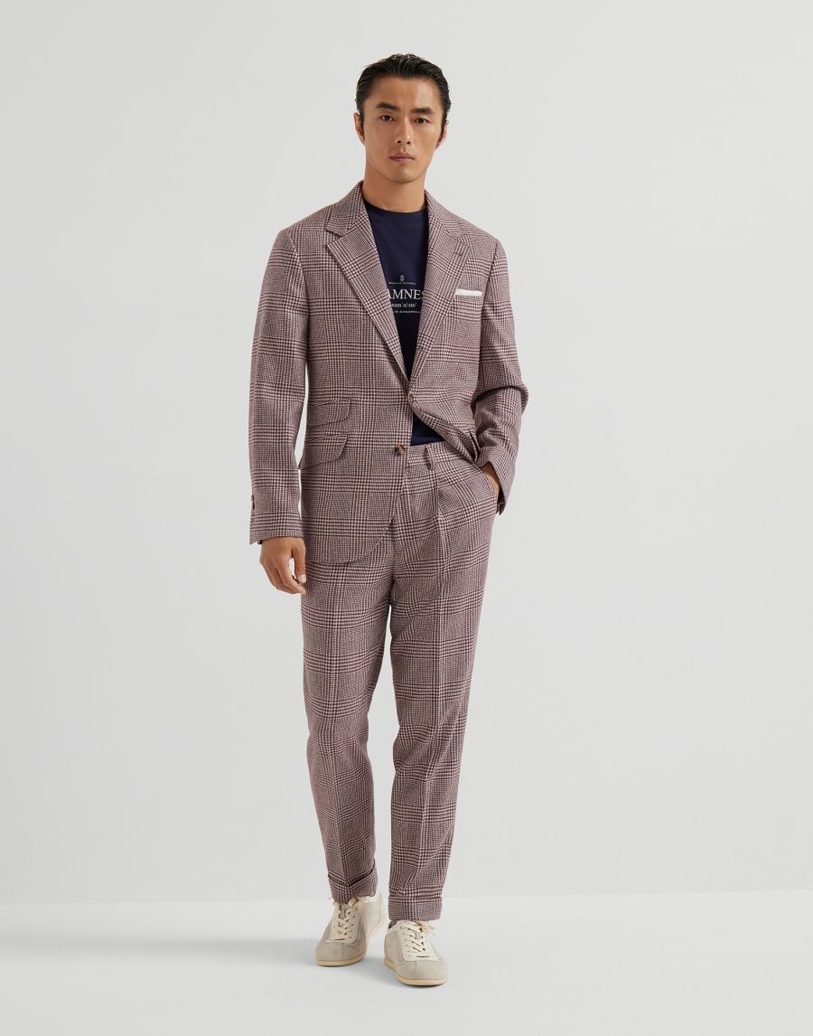 Prince of wales suit Purple-Red Man - Brunello Cucinelli