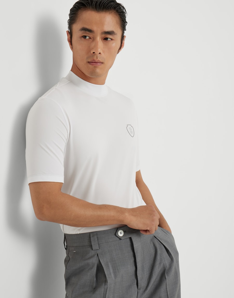 Piqué T-shirt with logo White Man - Brunello Cucinelli