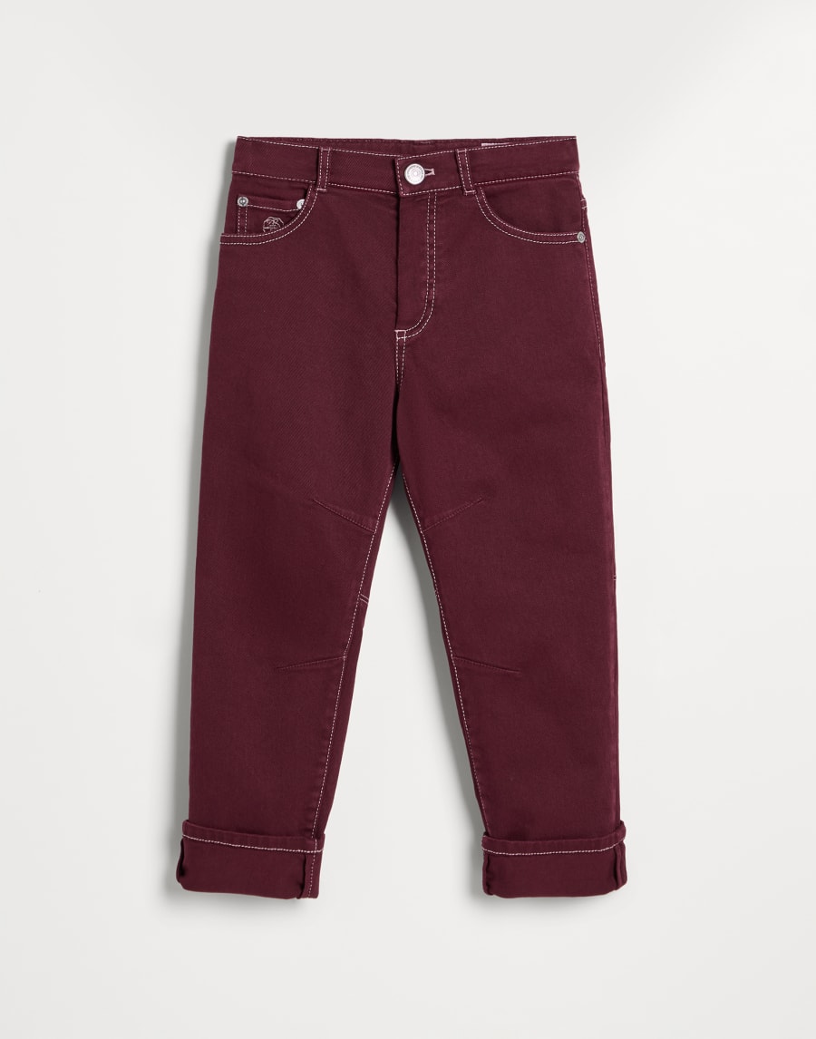 Pantalone cinque tasche comfort fit Amaranto Bambino - Brunello Cucinelli