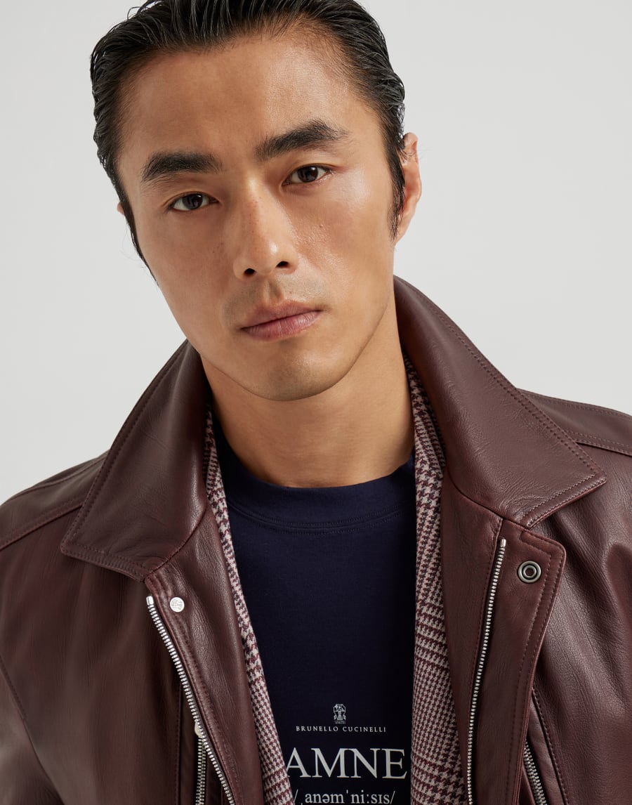 Biker in nappa Burgundy Uomo - Brunello Cucinelli