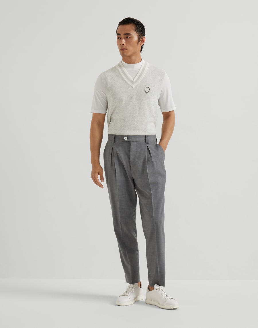 Piqué T-shirt with logo White Man - Brunello Cucinelli