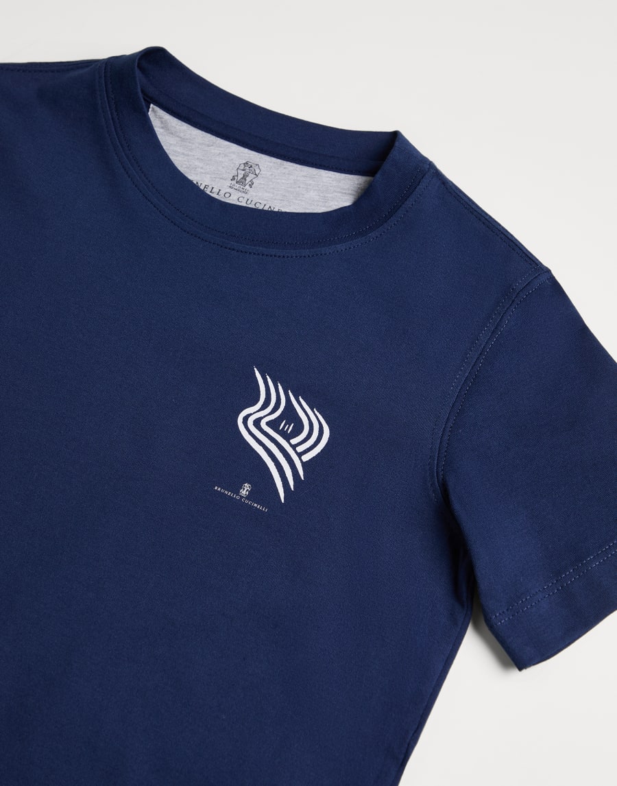 T-shirt with print Blue Boys - Brunello Cucinelli