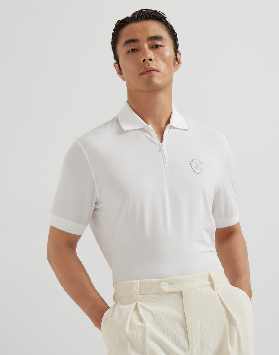 双珠地面料马球衫 白色 男款 - Brunello Cucinelli