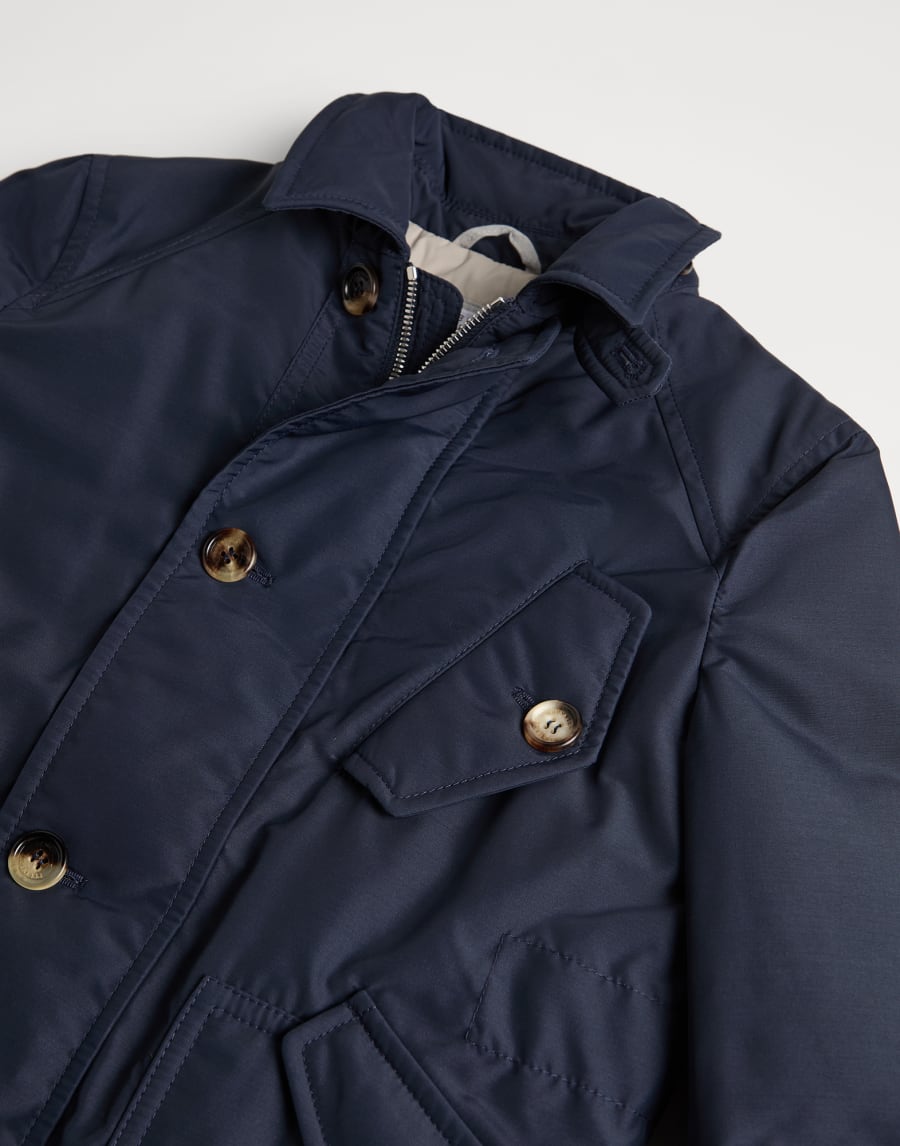 Cotton poplin outerwear jacket Navy Blue Boys - Brunello Cucinelli