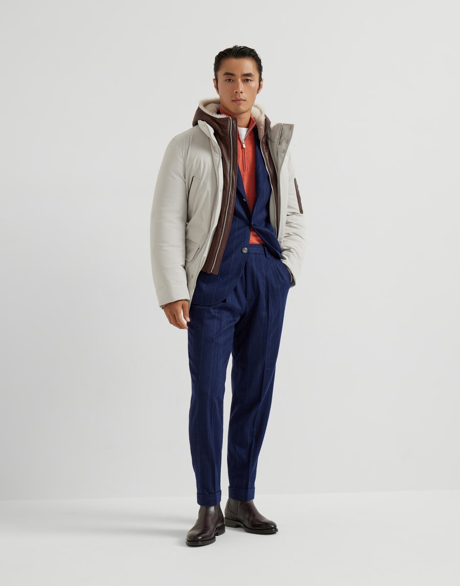 Pantalón rayas diplomáticas anchas Azul Fuerza Aérea Hombre - Brunello Cucinelli