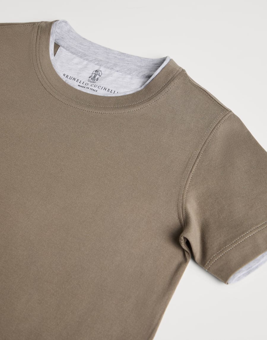 T-shirt with faux-layering Khaki Boys - Brunello Cucinelli