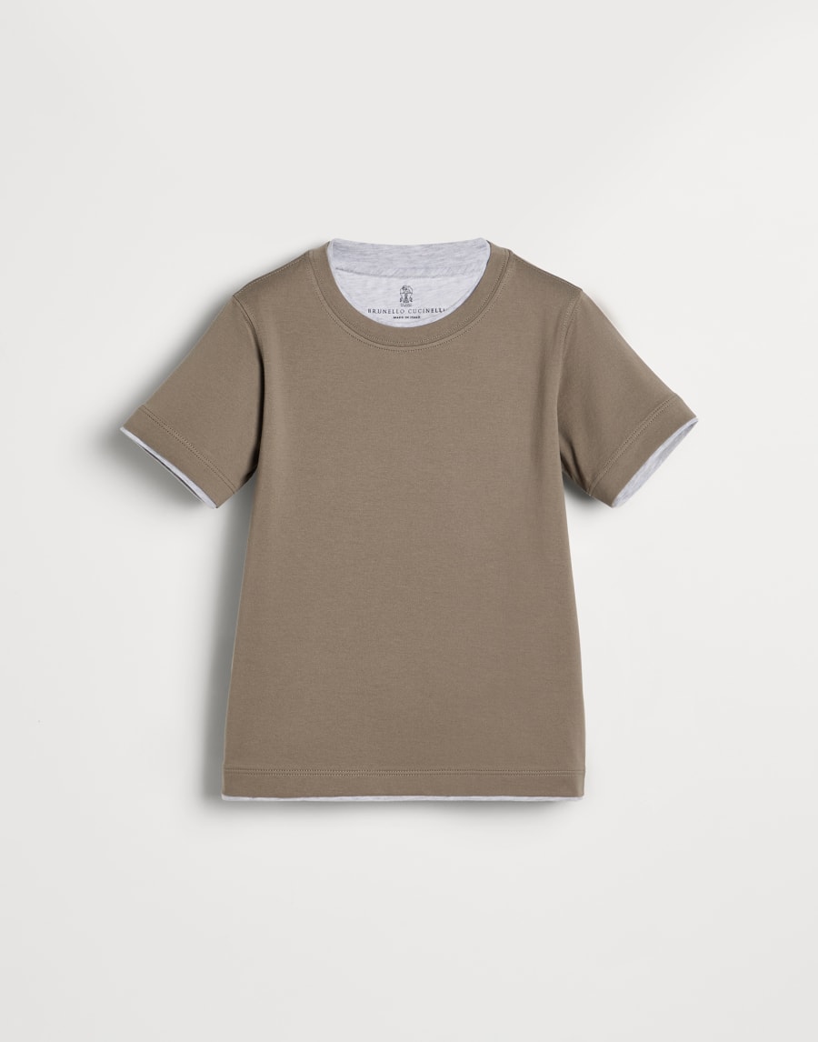 T-shirt with faux-layering Khaki Boys - Brunello Cucinelli