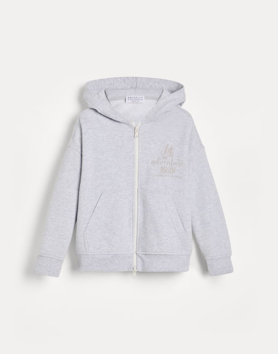 Cotton French terry sweatshirt Light Grey Girls - Brunello Cucinelli