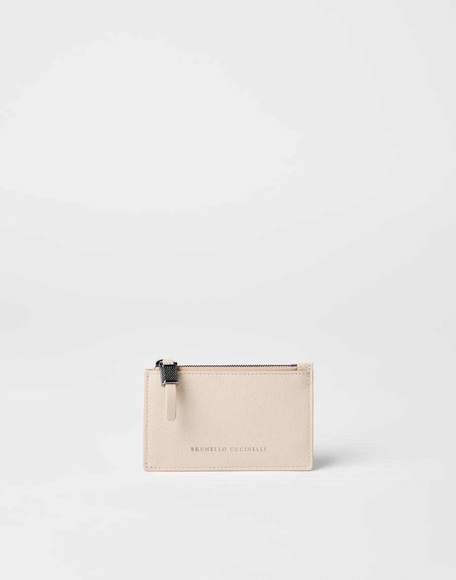 镶珠装饰皮革卡片夹 象牙色 女款 - Brunello Cucinelli